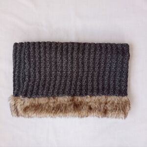 Faux Fur & Grey Knit Infinity Scarf